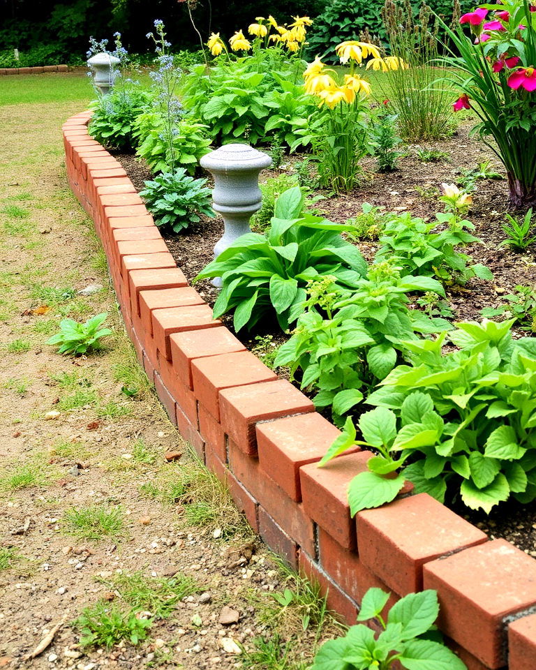 timeless salvaged bricks garden edging - 15 Recycled Garden Edging Ideas