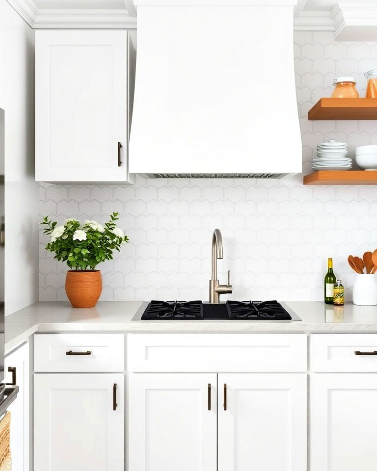 timeless white herringbone tiles backsplash - 25 Kitchens With Herringbone Tile Backsplashes