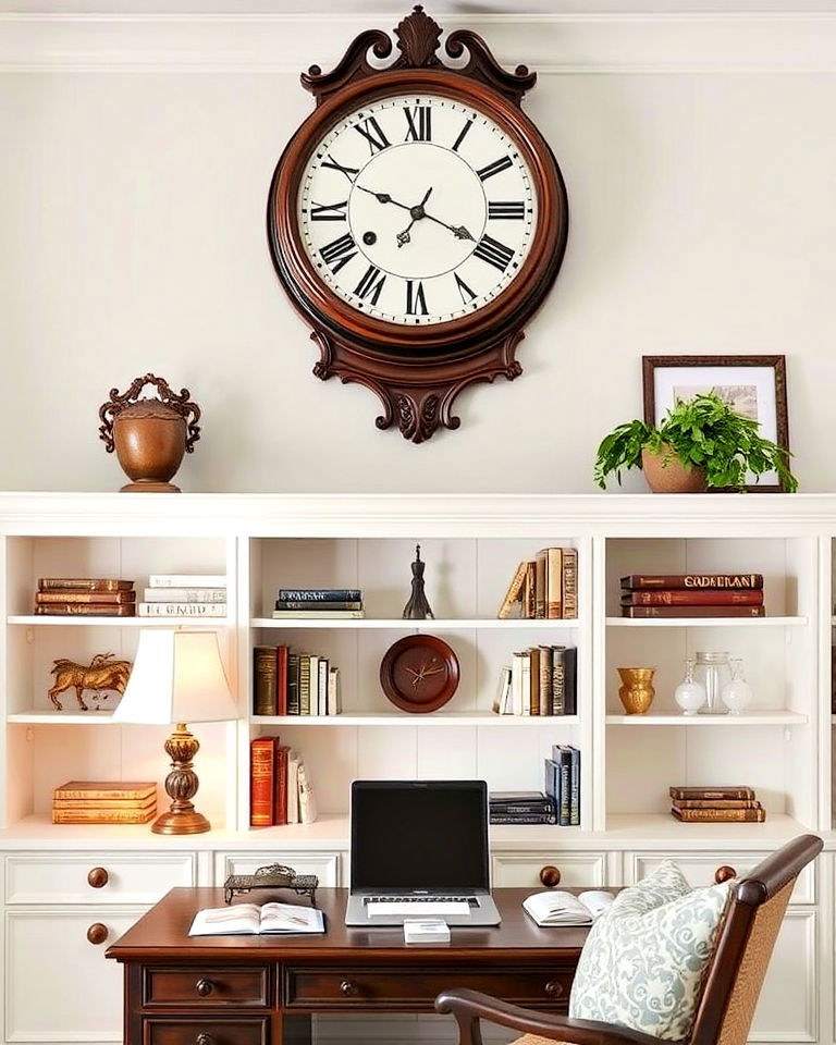 timelessness traditional office clock - 25 Traditional Home Office Ideas