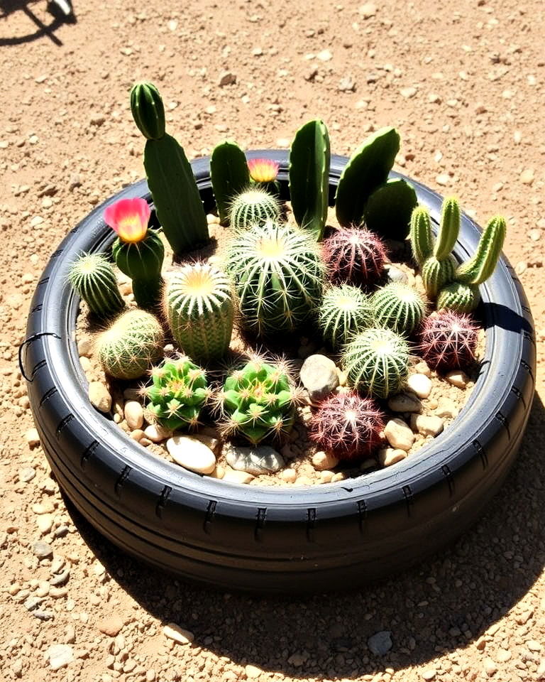 tire cactus garden - 25 Tire Garden Ideas