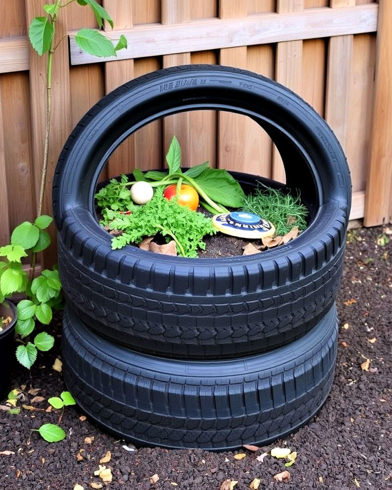 tire compost bin for garden - 25 Tire Garden Ideas