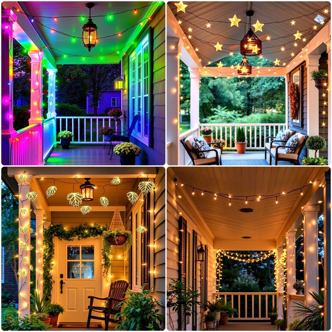 top front porch string lights ideas