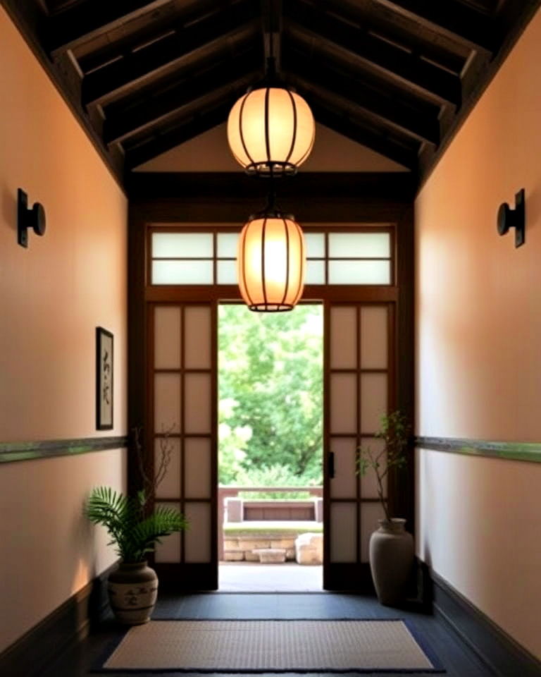 traditional japanese lanterns for ambient warmth - 15 Japanese Entryway Design Ideas