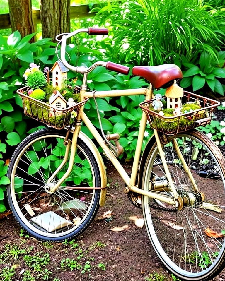 transform an old bike into a magical fairy garden - 15 Old Bicycle Garden Ideas