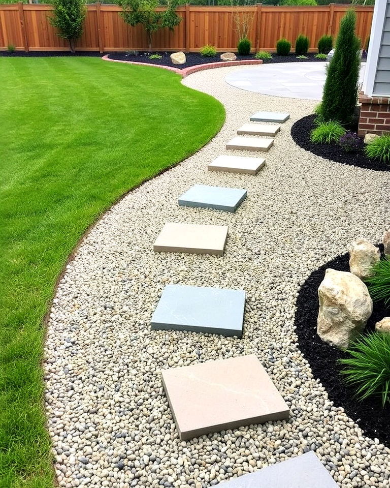 transition zones using pea gravel - 20 Pea Gravel Landscaping Ideas