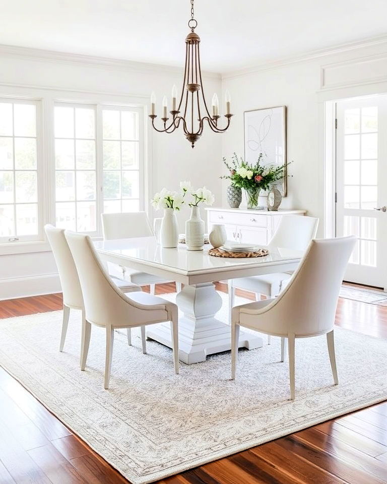 transitional white dining room combines - 30 White Dining Room Ideas