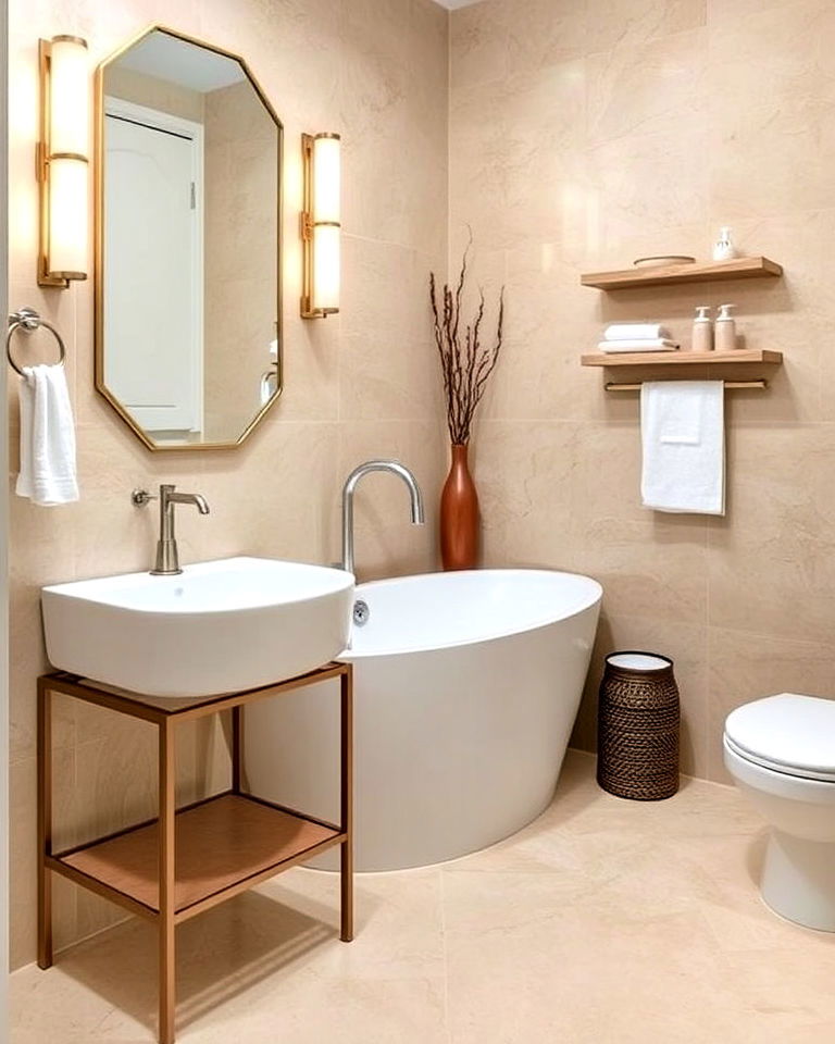 travertine accent pieces for subtle luxury - 25 Travertine Bathroom Ideas
