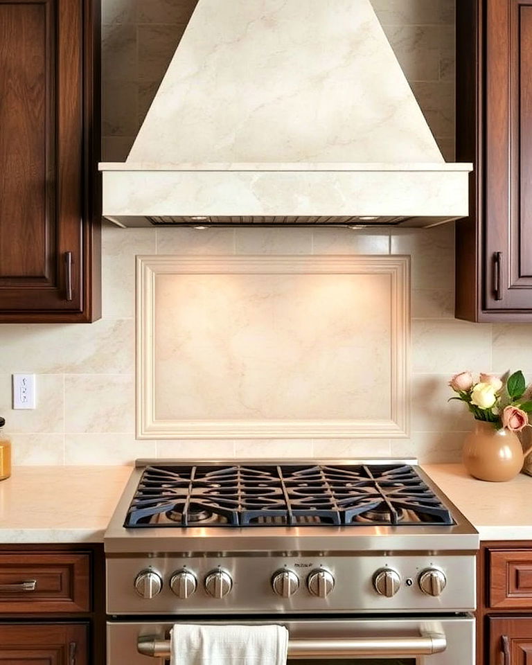 travertine backsplash with pencil trim accents - 15 Travertine Kitchen Backsplash Ideas