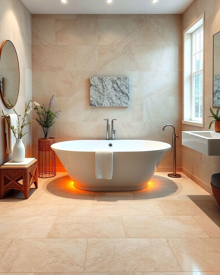 travertine floor heating for bathroom - 25 Travertine Bathroom Ideas