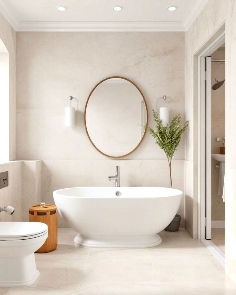 travertine in a monochromatic color scheme - 25 Travertine Bathroom Ideas