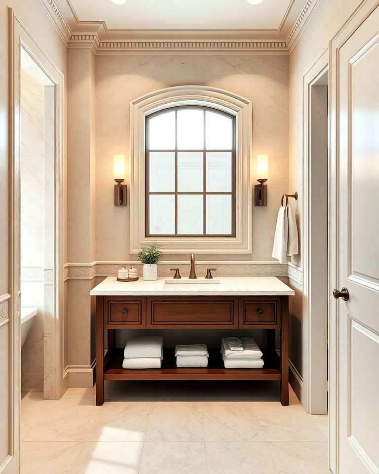 travertine trim for subtle detailing - 25 Travertine Bathroom Ideas