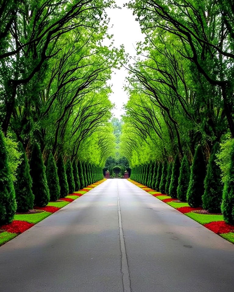tree lined driveway - 25 Tree Landscaping Ideas