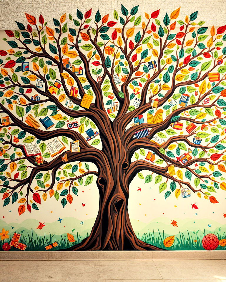 tree of knowledge mural - 40 School Mural Ideas