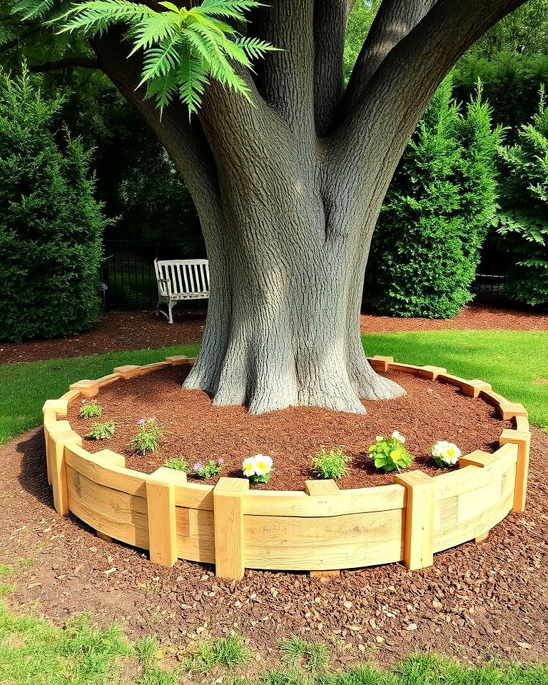 tree rings and planters with railroad ties - 15 Railroad Ties Landscaping Ideas
