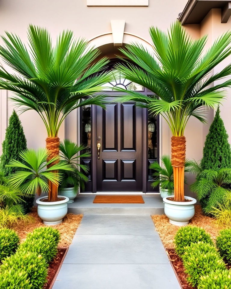 tropical entryway accent pine straw landscaping - 15 Pine Straw Landscaping Ideas