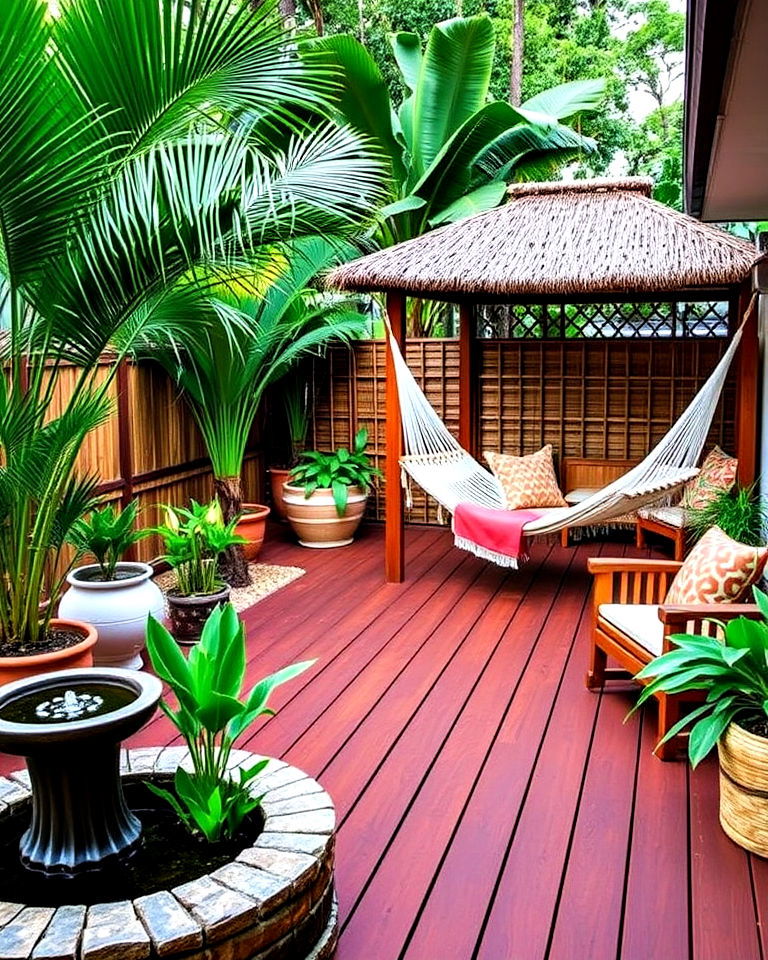 tropical inspired decking for garden - 30 Garden Decking Ideas