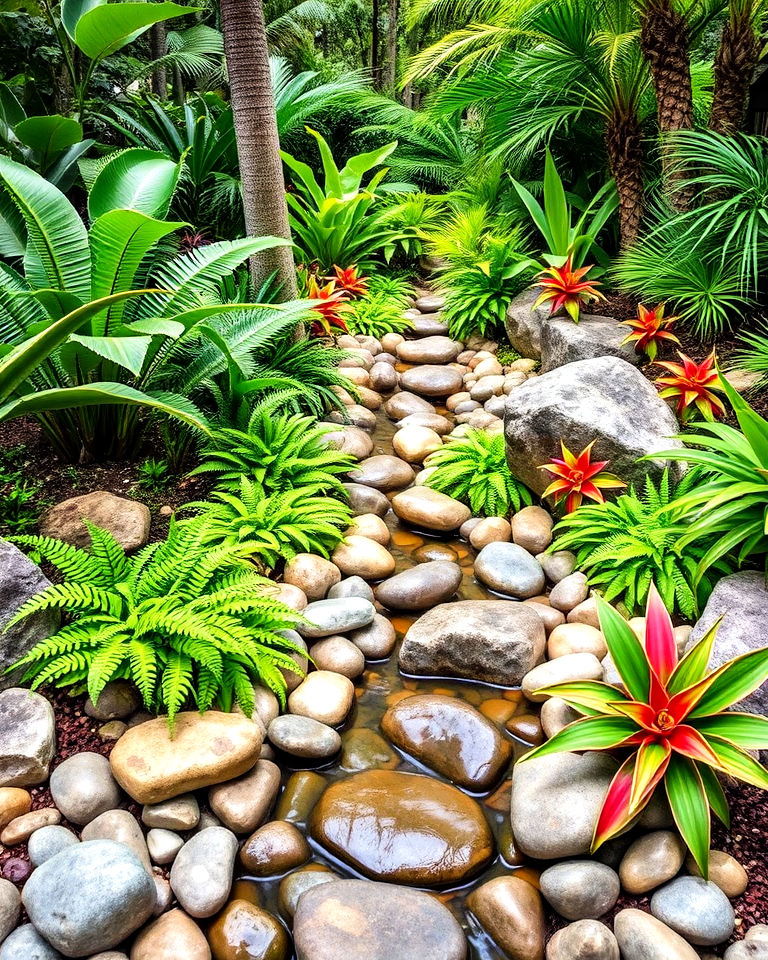 tropical inspired dry creek bed - 25 Front Yard Dry Creek Bed Landscaping Ideas