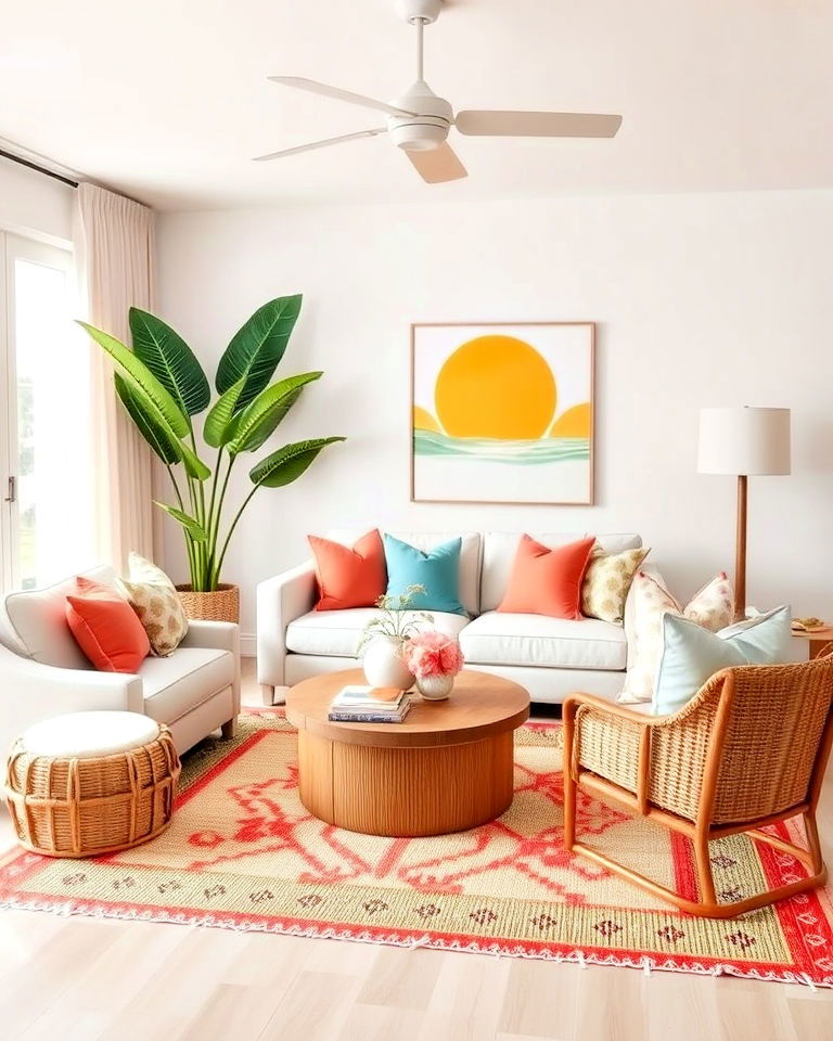 tropical living room with bright and breezy palette - 20 Tropical Living Room Ideas