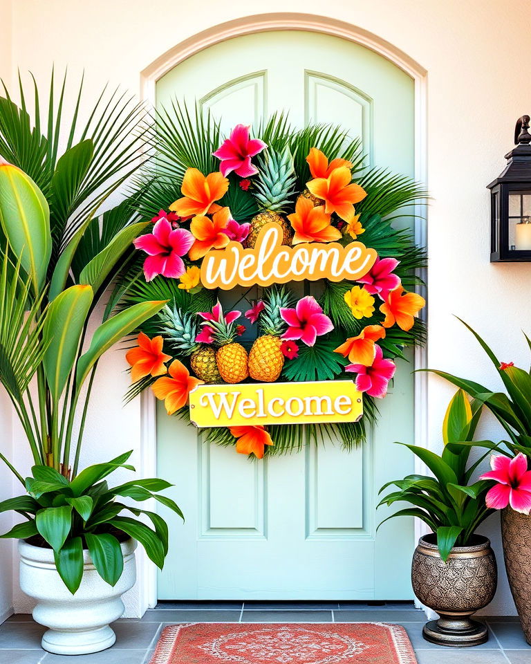 tropical summer door decor - 15 Summer Door Decoration Ideas
