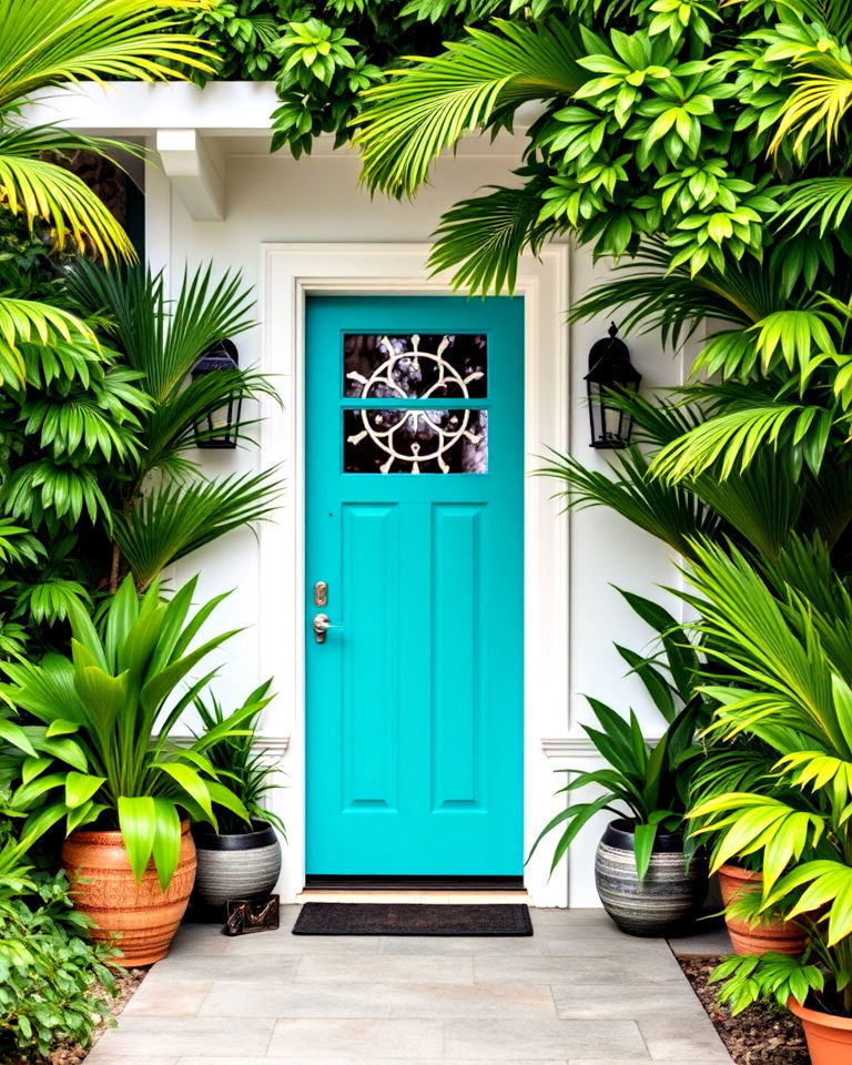 tropical teal front door - 25 Teal Front Door Ideas