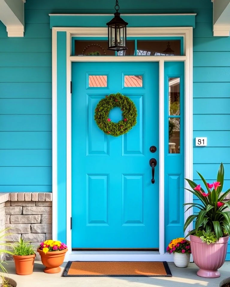 turquoise blue front door - 30 Blue Front Door Colors