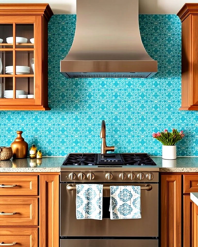 turquoise moroccan style tiles - 25 Kitchen With Blue Backsplash Ideas