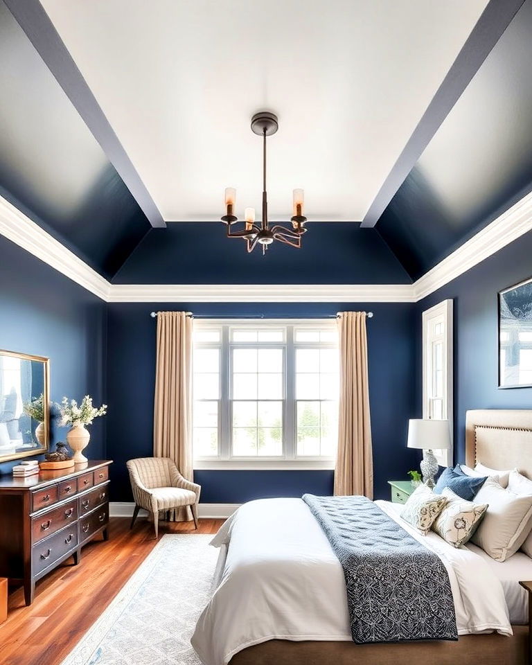 two tone contrast design in reverse tray ceiling - 20 Reverse Tray Ceiling Idea