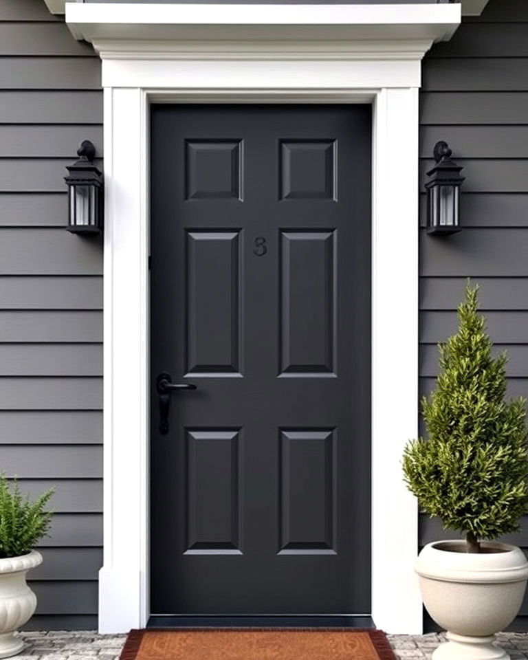 two tone door design with dark gray - 15 Dark Gray Front Door Ideas