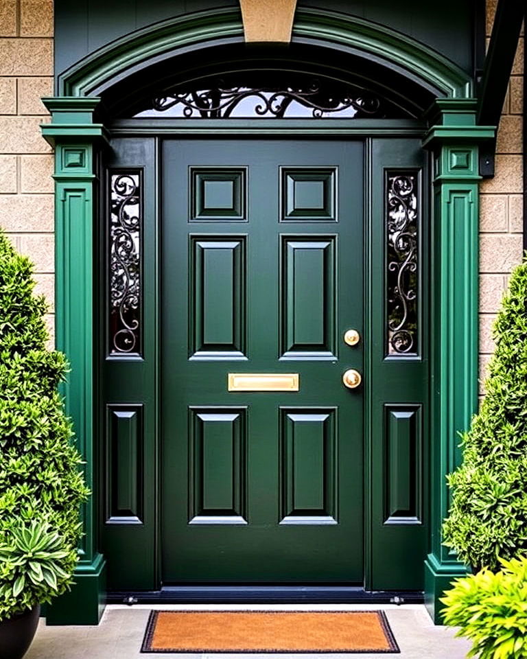 two tone green front door - 15 Dark Green Front Door Ideas