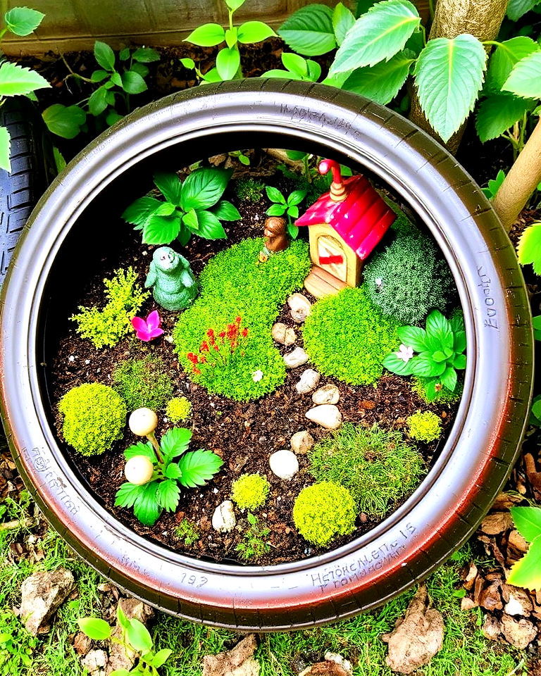 tyre fairy gardens for family activities - 25 Recycled Tyre Garden Art Ideas
