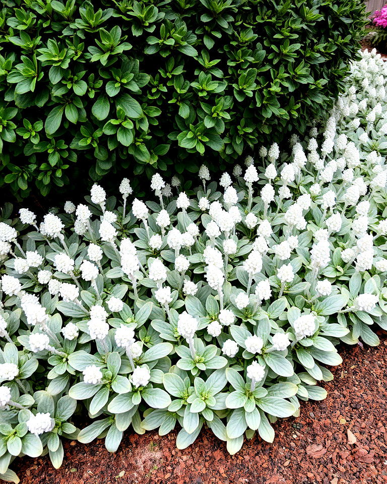 under shrubbery accents lambs ear border - 15 Lambs Ear Border Ideas