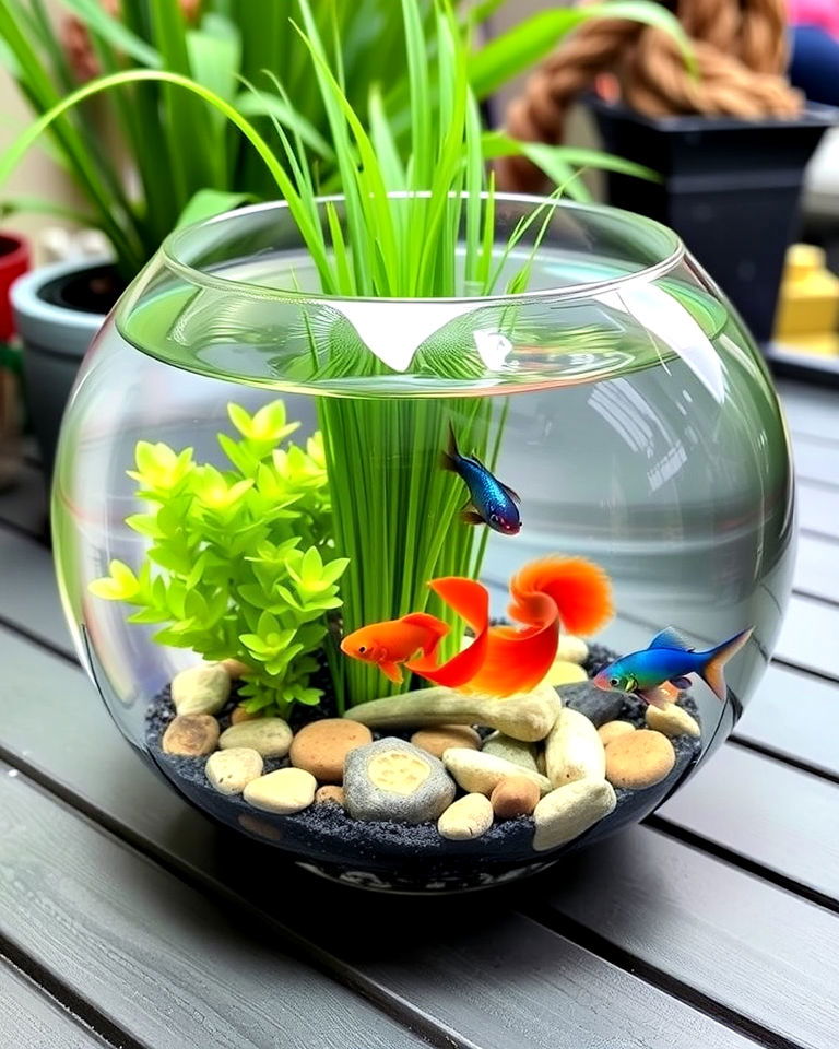 unique and modern glass bowl pond - 15 Container Fish Pond Ideas