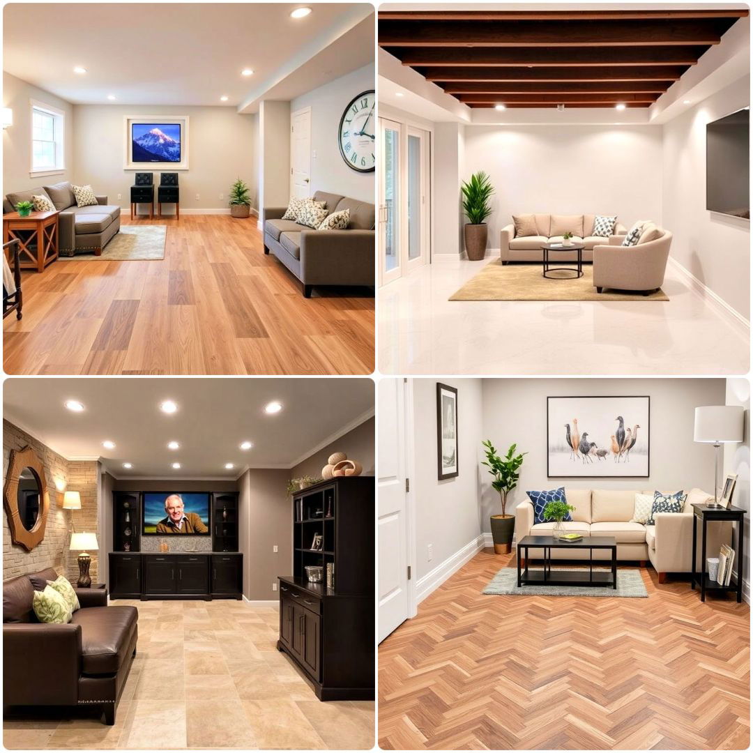 unique basement vinyl flooring ideas
