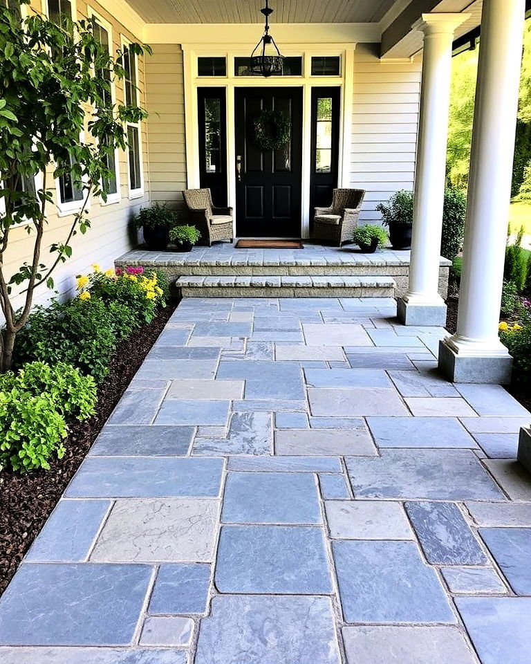 unique bluestone with stamped concrete - 15 Bluestone Front Porch Ideas