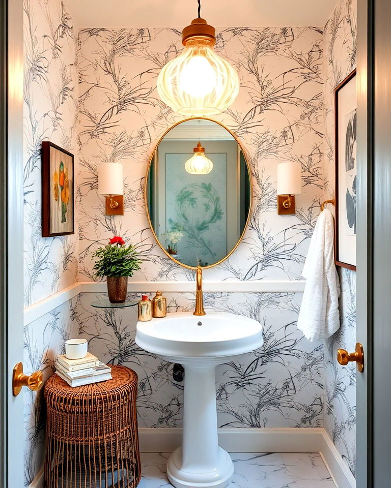 unique bold statement lighting unique bold statement lighting - 15 Eclectic Powder Room Ideas