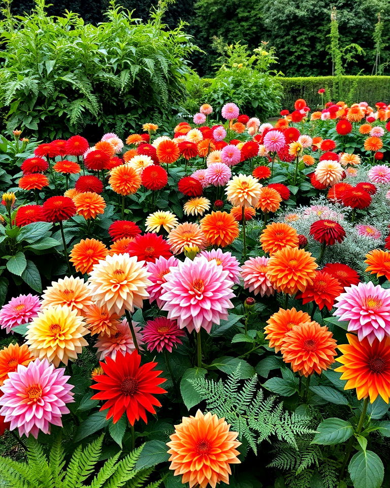 unique color blocked dahlia beds - 15 Dahlia Garden Ideas