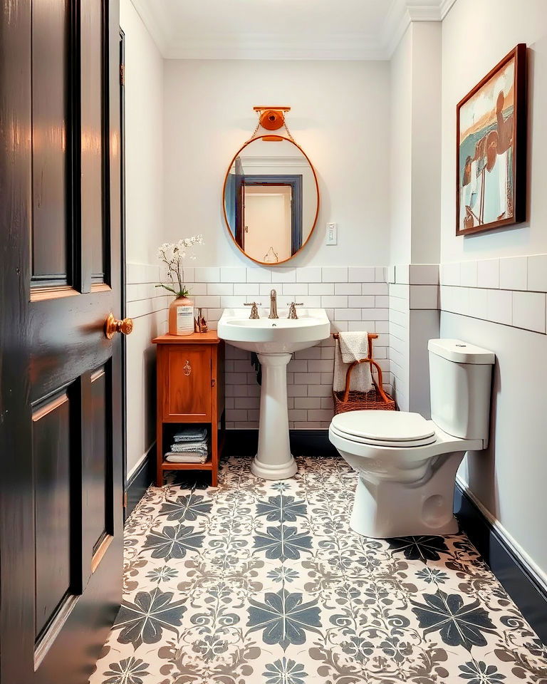 unique flooring designs eclectic powder room unique flooring designs eclectic powder room - 15 Eclectic Powder Room Ideas