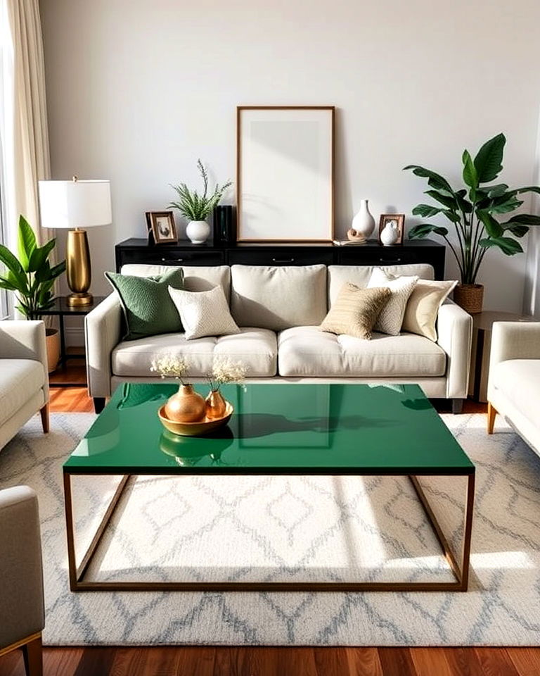 unique forest green coffee table - 25 Forest Green Living Room Ideas