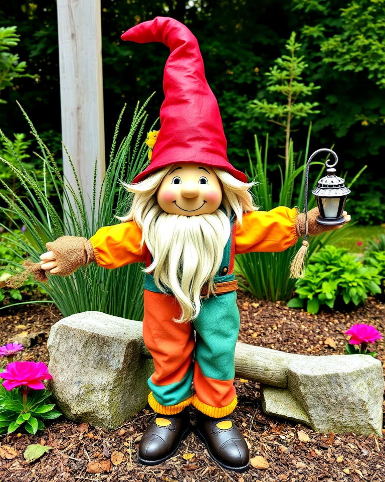 unique gnome inspired scarecrow - 15 Garden Scarecrow Ideas