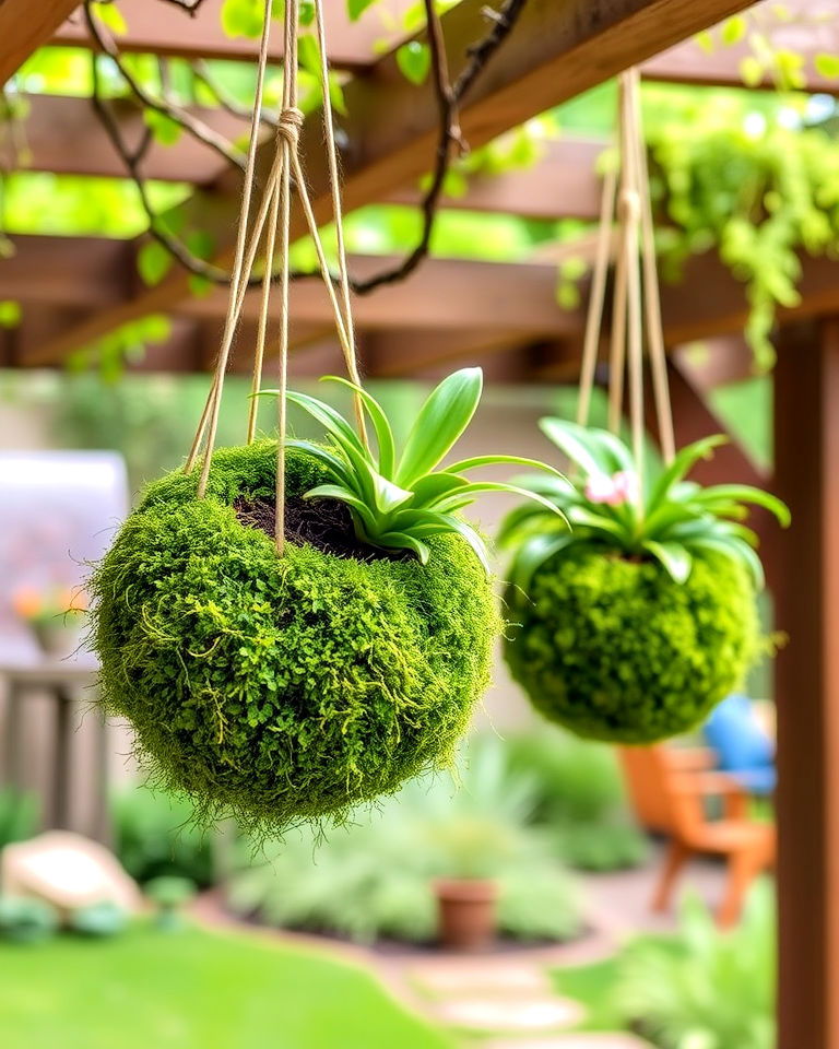 unique hanging moss balls - 15 Moss Garden Ideas
