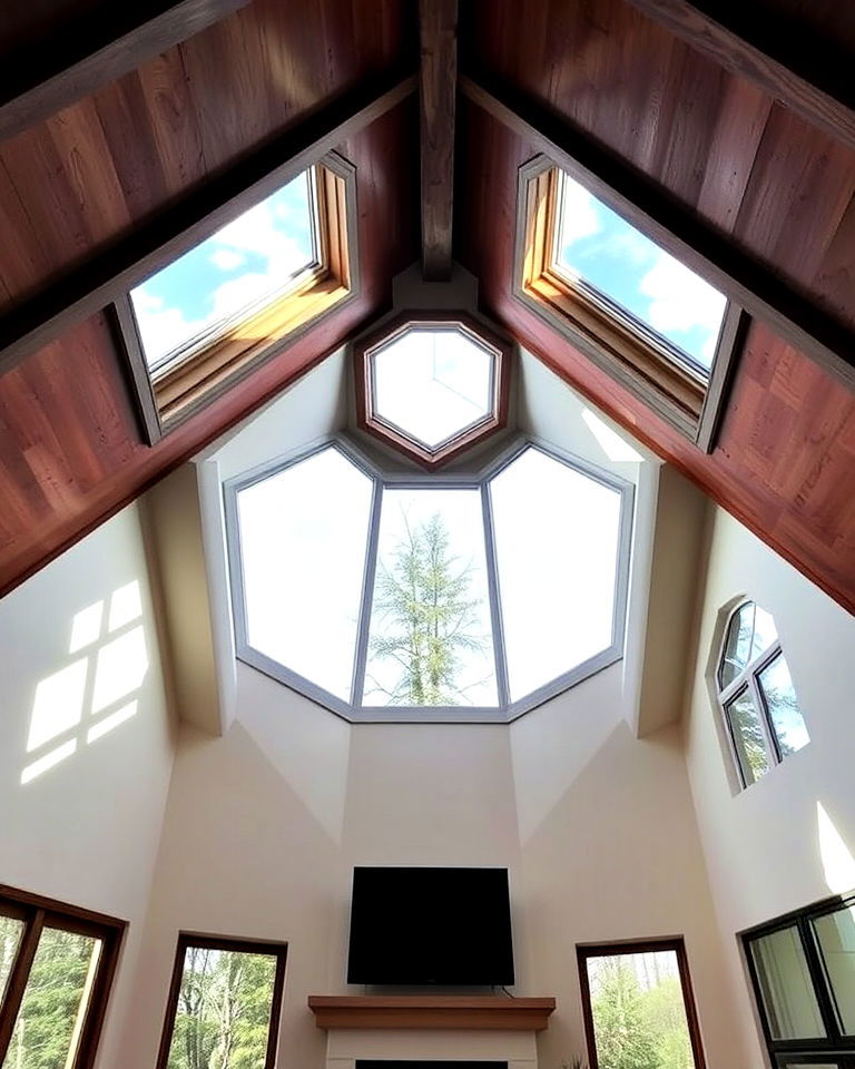 unique hexagonal windows - 20 Vaulted Ceiling Window Ideas