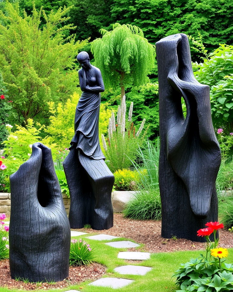unique irish bog oak sculptures - 20 Irish Garden Ideas