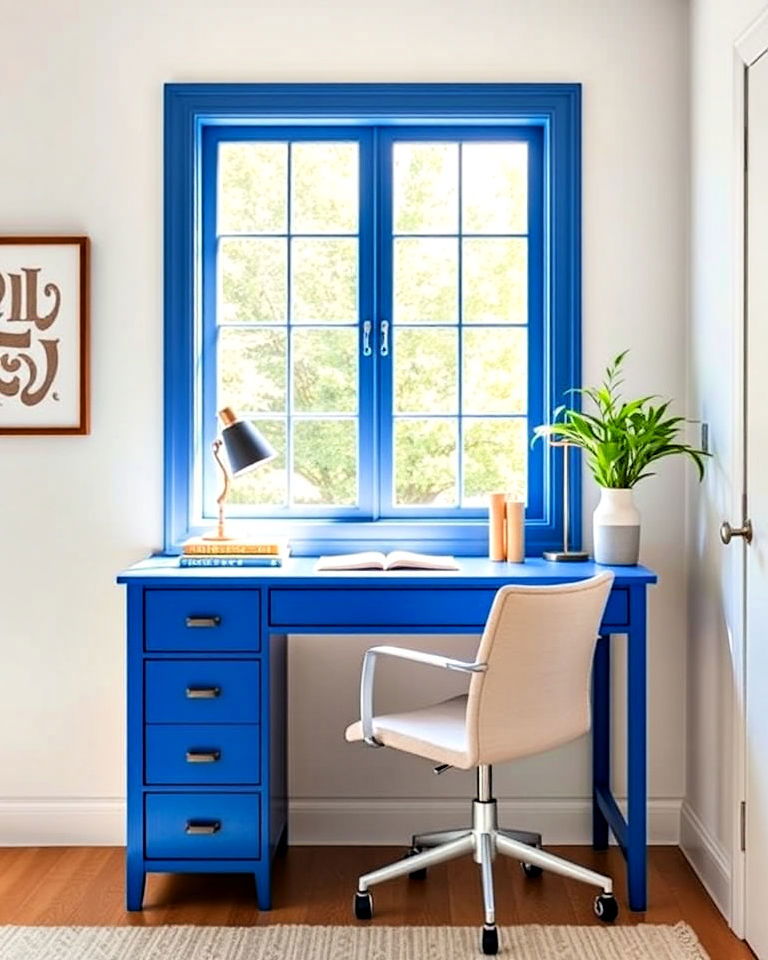 unique painted desk for office - 30 Colorful Home Office Ideas
