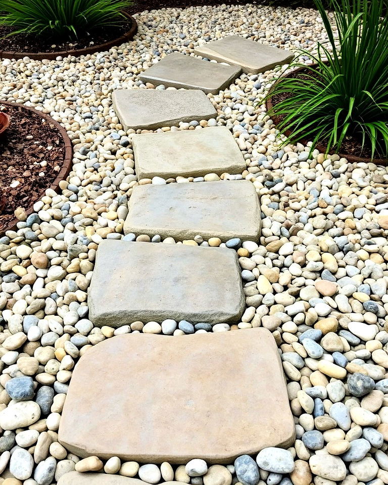 unique pebbles in stepping stones - 15 Mexican Beach Pebbles Landscaping Ideas