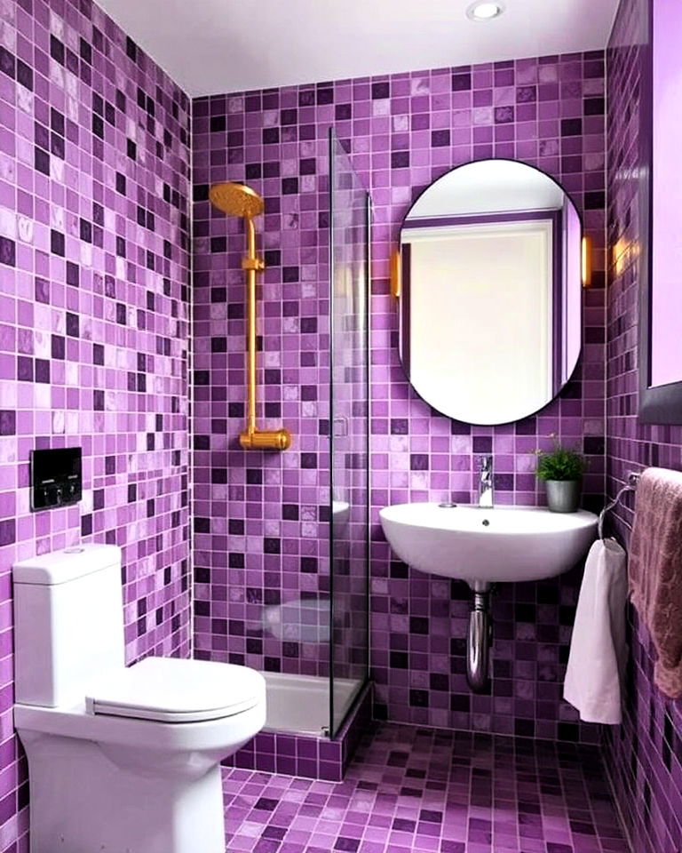 unique purple bathroom tiles - 15 Purple Interior Design Ideas