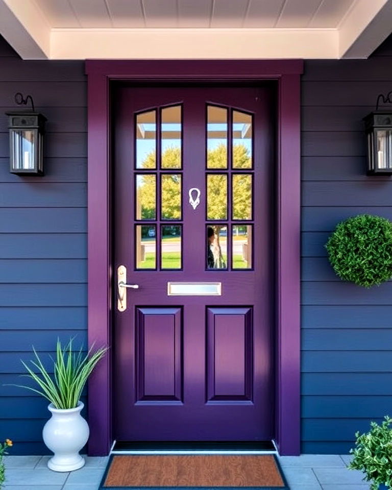 unique purple with dark blue undertones - 15 Dark Purple Front Door Ideas
