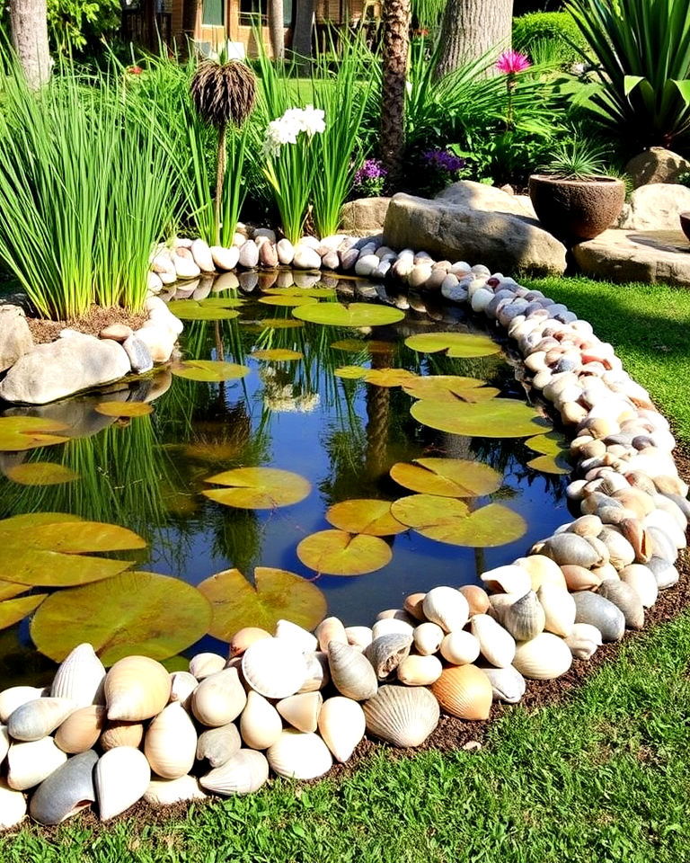 unique shell pond edging - 20 Pond Edging Ideas