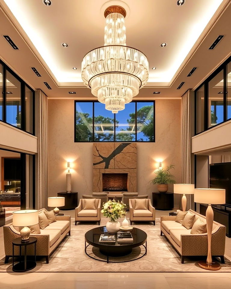 unique statement lighting fixtures - 15 Villa Interior Design Ideas