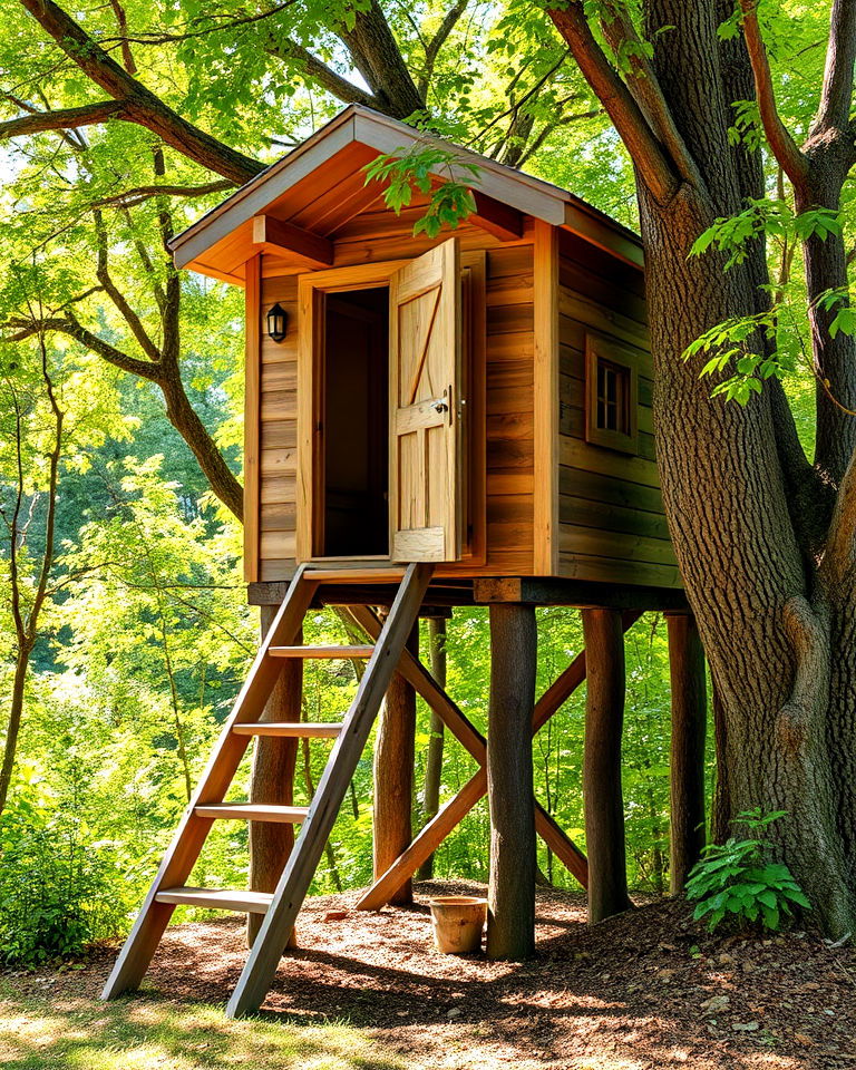 unique treehouse inspired outhouse - 15 Outhouse Design Ideas