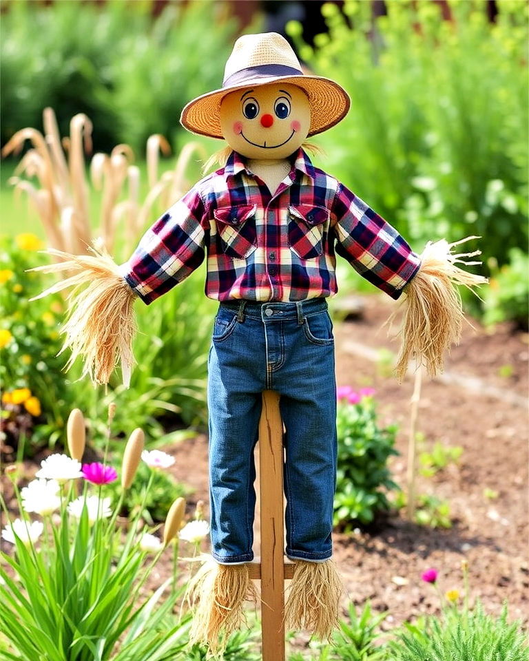 upcycled clothing scarecrow for garden - 15 Garden Scarecrow Ideas